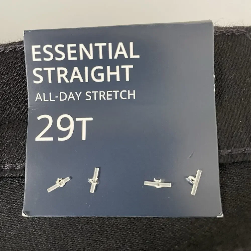 J. Crew Factory Tall Essential Straight Jean in All Day Stretch‎ 29T Black BT023